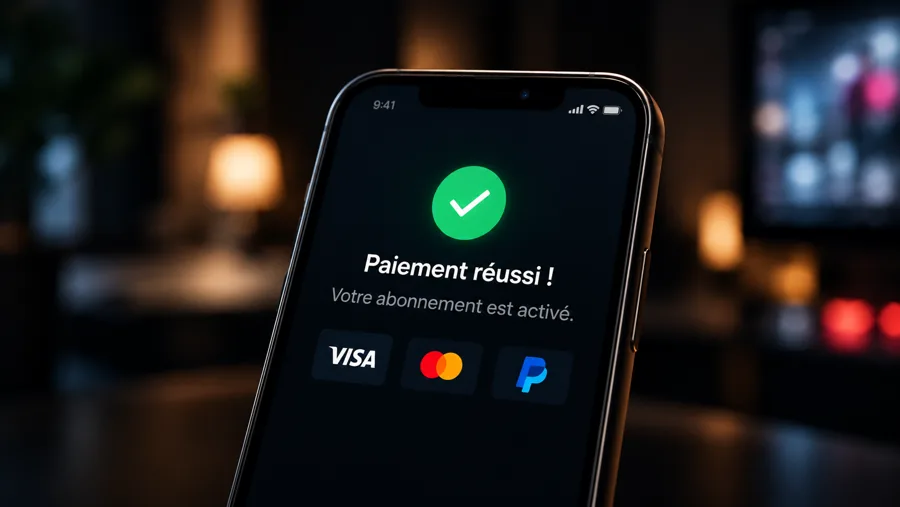 Paiement sécurisé de l'abonnement IPTV : Visa, Mastercard, PayPal