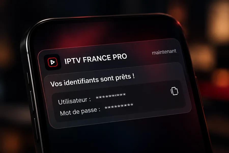 Identifiants IPTV reçus par email et WhatsApp en quelques minutes