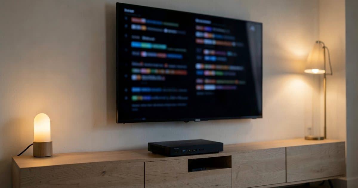 TiViMate installé sur une box Android TV sous un téléviseur